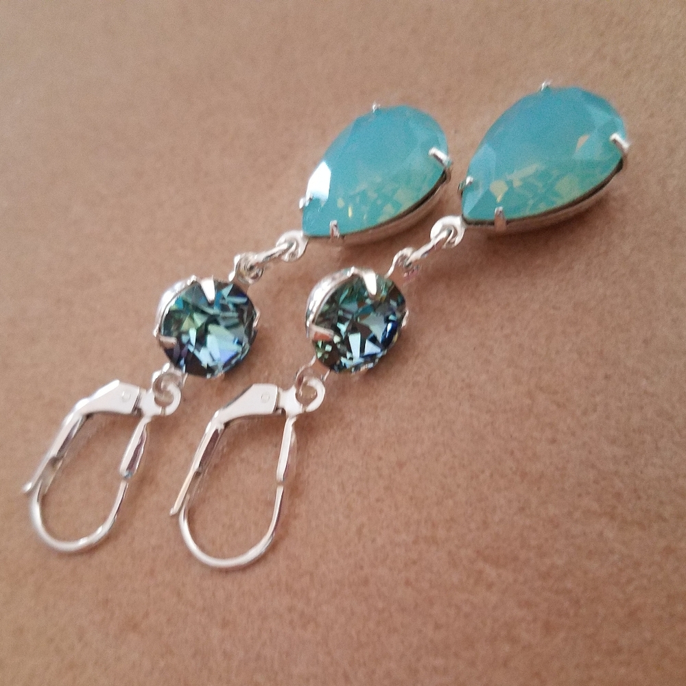 Austrian Crystal Sterling Silver Earrings - Picture 6 of 8